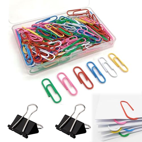 200Pcs Farbige Büroklammern, Büroklammern Bunt, Metall Büroklammern Halter, Office Büroklammern aus Metall, mit Transparentbox, zum Sortieren und Befestigen von Dokumenten, für Büro, Klassenzimmer 200Pcs Farbige Büroklammern, Büroklammern Bunt, Metall Büroklammern Halter, Office Büroklammern aus Metall, mit Transparentbox, zum Sortieren und Befestigen von Dokumenten, für Büro, Klassenzimmer von QEEROYO