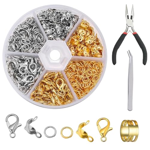 340 Stück Kettenverschluss, Armband Verschluss Set, Ketten Verschlüsse, Verschlüsse für Armbänder Set, Schmuckherstellung Zubehör, für Halsketten Armband, Fußkette, Schmuck Basteln DIY 340 Stück Kettenverschluss, Armband Verschluss Set, Ketten Verschlüsse, Verschlüsse für Armbänder Set, Schmuckherstellung Zubehör, für Halsketten Armband, Fußkette, Schmuck Basteln DIY von QEEROYO