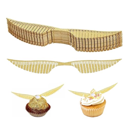 50 Stück Golden Schokolade Flügel, Gold Glitter Flügel Kuchen Dekoration, Gold Glitter Flügel, Goldener Schnatz Dekoration, Geburtstags Kuchen Deko, für Geburtstag Hochzeit Partygeschenk 50 Stück Golden Schokolade Flügel, Gold Glitter Flügel Kuchen Dekoration, Gold Glitter Flügel, Goldener Schnatz Dekoration, Geburtstags Kuchen Deko, für Geburtstag Hochzeit Partygeschenk von QEEROYO