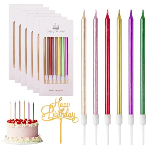 Geburtstagskerzen für Torte, 36 Stück Regenbogenfarben Geburtstagskerzen, Geburtstagskerzen Kuchen, Dünn und Lang, für Geburtstage, Hochzeitsfeiern, Brautduschen, Babyduschen Geburtstagskerzen für Torte, 36 Stück Regenbogenfarben Geburtstagskerzen, Geburtstagskerzen Kuchen, Dünn und Lang, für Geburtstage, Hochzeitsfeiern, Brautduschen, Babyduschen von QEEROYO