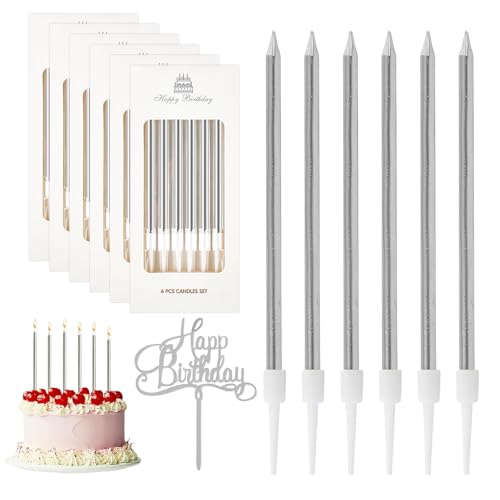 Geburtstagskerzen für Torte, 36 Stück Silber Geburtstagskerzen, Geburtstagskerzen Kuchen, Dünn und Lang, für Geburtstage, Hochzeitsfeiern, Brautduschen, Babyduschen, Dekorative Geburtstagstorte Geburtstagskerzen für Torte, 36 Stück Silber Geburtstagskerzen, Geburtstagskerzen Kuchen, Dünn und Lang, für Geburtstage, Hochzeitsfeiern, Brautduschen, Babyduschen, Dekorative Geburtstagstorte von QEEROYO