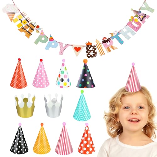 QEEROYO 12 Stück Partyhüte Geburtstag Set, Bunte Partyhüte Party Kegel Hüte, Partyhüte zum Geburtstag, Kinder Partyhüte Set, Partyhüte Kinder, Papier Krone Hut Party Kegel Hüte Kindergeburtstag Tröte QEEROYO 12 Stück Partyhüte Geburtstag Set, Bunte Partyhüte Party Kegel Hüte, Partyhüte zum Geburtstag, Kinder Partyhüte Set, Partyhüte Kinder, Papier Krone Hut Party Kegel Hüte Kindergeburtstag Tröte von QEEROYO
