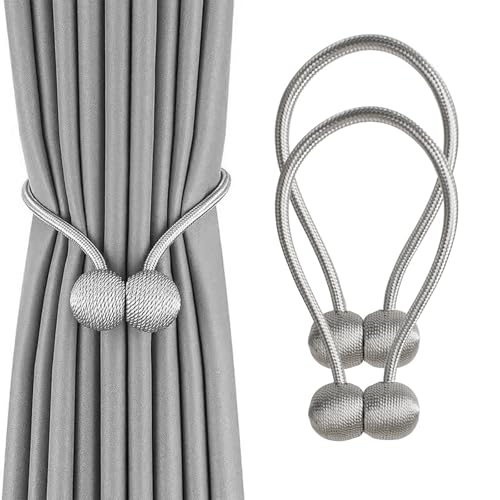 2 Stück Magnetische Gardinen Raffhalter, Vorhang Halter, Starke Magnetische Vorhang-Raffhalter, Vorhang Riemen Clip, Home, Büro, Dekoration, Minimalistischer Stil, Grau 2 Stück Magnetische Gardinen Raffhalter, Vorhang Halter, Starke Magnetische Vorhang-Raffhalter, Vorhang Riemen Clip, Home, Büro, Dekoration, Minimalistischer Stil, Grau von QEEROYO