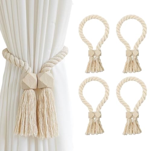 QEEROYO 4 Stück Magnetische Vorhang Raffhalter, Raffhalter für Vorhänge mit Magnet, Gardinenraffer aus Holz, für Zuhause Schlafzimmer Büro Dekorativer Vorhang QEEROYO 4 Stück Magnetische Vorhang Raffhalter, Raffhalter für Vorhänge mit Magnet, Gardinenraffer aus Holz, für Zuhause Schlafzimmer Büro Dekorativer Vorhang von QEEROYO