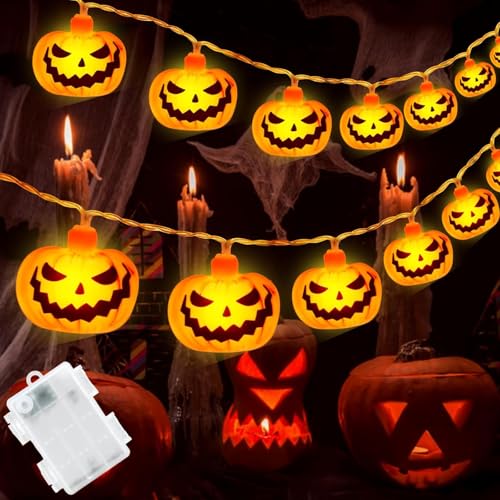 QEEROYO Halloween Lichterkette, 3M 20 LED Kürbis Lichterketten Batterie Außen mit 6h Timer, Halloween Lichterkette Dekoration, für Innen und Außen, Party, Garten Deko QEEROYO Halloween Lichterkette, 3M 20 LED Kürbis Lichterketten Batterie Außen mit 6h Timer, Halloween Lichterkette Dekoration, für Innen und Außen, Party, Garten Deko von QEEROYO