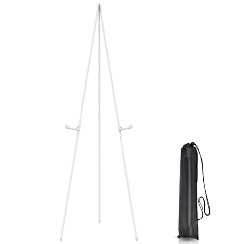 QELLON Staffelei-Ständer, 160 cm hoch, Metall, Weiß, für Hochzeitsschilder und Poster für Präsentationshalter von QELLON