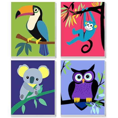 QENSPE 4 Stück Malen Nach Zahlen Kinder mit Rahmen ab 6-12 Jahre Mädchen und Junge Geschenk, Affe Tukan Koala Eule Paint by Numbers Farbiges Leinwand Acryl Ölgemälde Set Heimdekoration 20x25cm QENSPE 4 Stück Malen Nach Zahlen Kinder mit Rahmen ab 6-12 Jahre Mädchen und Junge Geschenk, Affe Tukan Koala Eule Paint by Numbers Farbiges Leinwand Acryl Ölgemälde Set Heimdekoration 20x25cm von QENSPE
