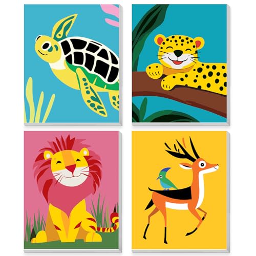 QENSPE 4 Stück Malen Nach Zahlen Kinder mit Rahmen ab 6-12 Jahre Mädchen und Junge Geschenk, Hirsch Schildkröte Löwe Leopard Paint by Numbers Farbiges Leinwand Acryl Ölgemälde Set 20x25cm QENSPE 4 Stück Malen Nach Zahlen Kinder mit Rahmen ab 6-12 Jahre Mädchen und Junge Geschenk, Hirsch Schildkröte Löwe Leopard Paint by Numbers Farbiges Leinwand Acryl Ölgemälde Set 20x25cm von QENSPE