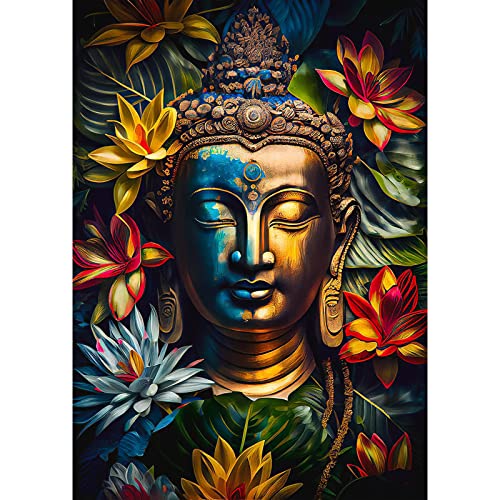 QENSPE 5D Diamond Painting Erwachsene Buddha Statue Diamant Painting Bilder Blume Diamond Art Full DIY Diamant Kunst Malerei Stickerei Set Kreuzstich Bilder Home Wand Dekor 30x40cm Bunt von QENSPE