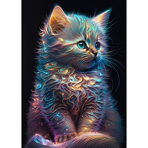 QENSPE 5D Diamond Painting Katze Diamant Painting Bilder Kätzchen Diamond Art Erwachsene Full DIY Diamant Kunst Malerei Stickerei Set Kreuzstich Bilder Home Wand Dekor 30x40cm von QENSPE