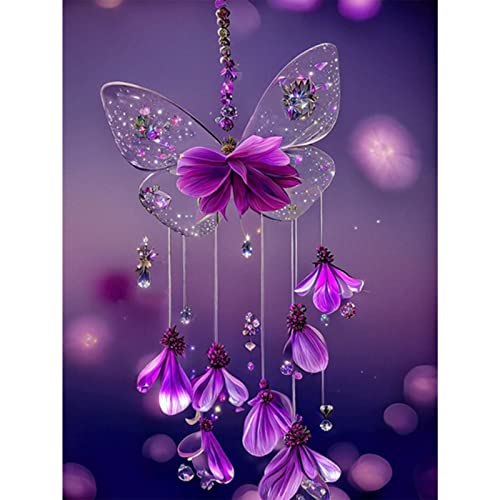 QENSPE 5D Diamond Painting Set Kristall Schmetterling Diamant Painting Bilder Blumen Diamond Art Erwachsene Full DIY Diamant Kunst Malerei Stickerei Set Kreuzstich Bilder Home Wand Dekor 30x40cm von QENSPE