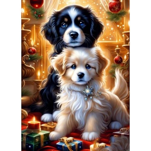 QENSPE 5D Diamond Painting Weihnachten Komplett, Hund Diamond Painting Set für Erwachsene, Welpe Diamond Art Malerei DIY Diamant Kunst Handwerk für Anfänger Wand Dekor 30x40 cm QENSPE 5D Diamond Painting Weihnachten Komplett, Hund Diamond Painting Set für Erwachsene, Welpe Diamond Art Malerei DIY Diamant Kunst Handwerk für Anfänger Wand Dekor 30x40 cm von QENSPE