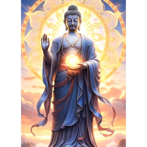 QENSPE Buddha Statue Diamond Painting Set für Erwachsene, 5D Diamond Painting Buddha Diamond Art mit Werkzeugen, Kristall Diamant Kunst DIY Handwerk für Haus Zimmer Wand Dekor 30x40 cm von QENSPE