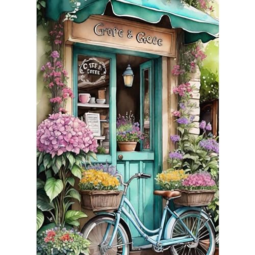 QENSPE Cafe Diamond Painting Set für Erwachsene, 5D Diamond Painting Landschaft Diamond Art Anfänger DIY Kristall Strass Diamant Kunst Handwerk für Home Wand Dekor 30x40 cm QENSPE Cafe Diamond Painting Set für Erwachsene, 5D Diamond Painting Landschaft Diamond Art Anfänger DIY Kristall Strass Diamant Kunst Handwerk für Home Wand Dekor 30x40 cm von QENSPE