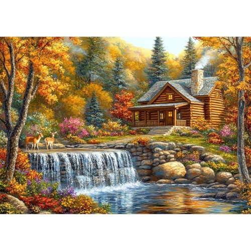 QENSPE Chalet Diamond Painting, Waldlandschaft Diamond Art Set Erwachsene, Kristall Diamant Kunst mit Werkzeugen DIY Handwerk für Haus Zimmer Wand Dekor 30x40cm von QENSPE