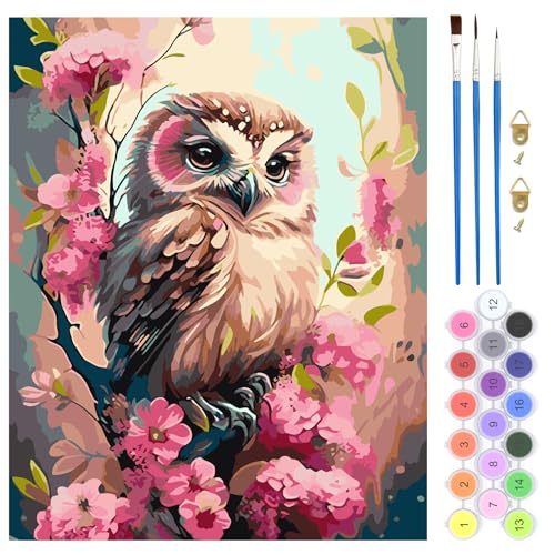 QENSPE DIY Malen nach Zahlen Erwachsene Blume, Eule Malen nach Zahlen Set für Anfänger – 40x50 cm Leinen Leinwand mit 3 Pinsel, Acrylfarbe, Rahmenlos QENSPE DIY Malen nach Zahlen Erwachsene Blume, Eule Malen nach Zahlen Set für Anfänger – 40x50 cm Leinen Leinwand mit 3 Pinsel, Acrylfarbe, Rahmenlos von QENSPE