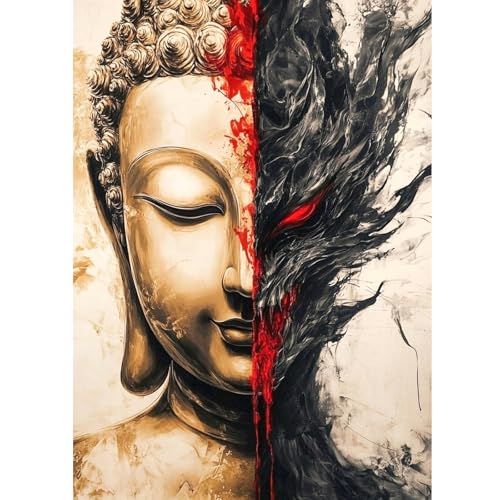 QENSPE Diamond Painting Buddha, Dämon Diamonds Art Set Erwachsene, 5D Diamant Malerei DIY Diamants Kunst Handwerk für Haus Zimmer Wand Dekor 30x40cm von QENSPE