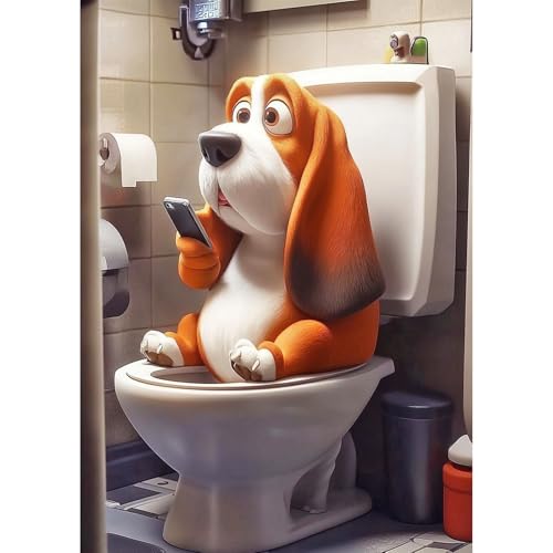 QENSPE Diamond Painting Cartoon Hund, Lustiges Tier Diamond Art Set Erwachsene, Kristall Diamant Malerei DIY Diamant Kunst Handwerk für Haus Zimmer Wand Dekor 30x40cm von QENSPE