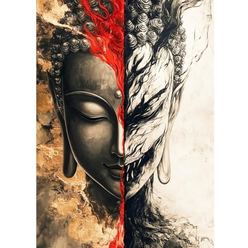 QENSPE Diamond Painting Dunkler Buddha, Dämon Diamonds Art Set Erwachsene, 5D Diamant Malerei DIY Diamants Kunst Handwerk für Haus Zimmer Wand Dekor 30x40cm von QENSPE