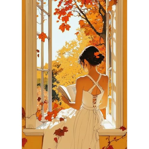 QENSPE Diamond Painting Frau, Fenster Landschaft Diamond Art Set Erwachsene, Kristall Diamant Malerei DIY Diamant Kunst Handwerk für Haus Zimmer Wand Dekor 30x40cm von QENSPE