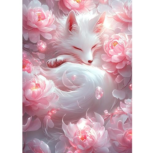 QENSPE Diamond Painting Fuchs, Rosa Pfingstrose Diamonds Art Set Erwachsene, 5D Diamant Malerei DIY Diamants Kunst Handwerk für Haus Zimmer Wand Dekor 30x40cm QENSPE Diamond Painting Fuchs, Rosa Pfingstrose Diamonds Art Set Erwachsene, 5D Diamant Malerei DIY Diamants Kunst Handwerk für Haus Zimmer Wand Dekor 30x40cm von QENSPE