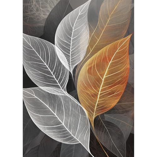 QENSPE Diamond Painting Gold und Silber Blätter, Diamond Art Set Erwachsene, Kristall Diamant Malerei DIY Diamant Kunst Handwerk für Haus Zimmer Wand Dekor 30x40cm von QENSPE
