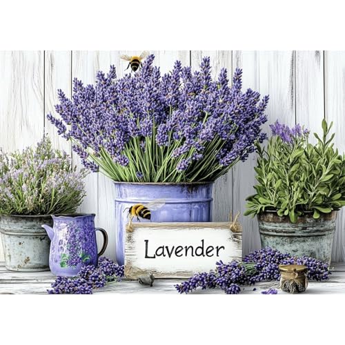QENSPE Diamond Painting Lavendel, Pflanze Diamond Art Set Erwachsene, Kristall Diamant Malerei DIY Diamant Kunst Handwerk für Haus Zimmer Wand Dekor 30x40cm von QENSPE