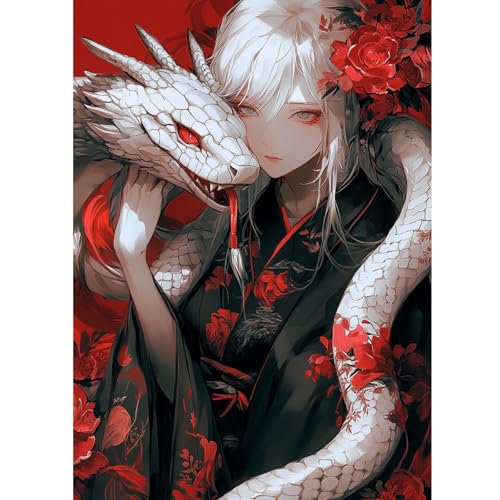 QENSPE Diamond Painting Schönheit und Schlange, Anime Diamonds Art Set Erwachsene, 5D Diamant Malerei DIY Diamants Kunst Handwerk für Haus Zimmer Wand Dekor 30x40cm von QENSPE