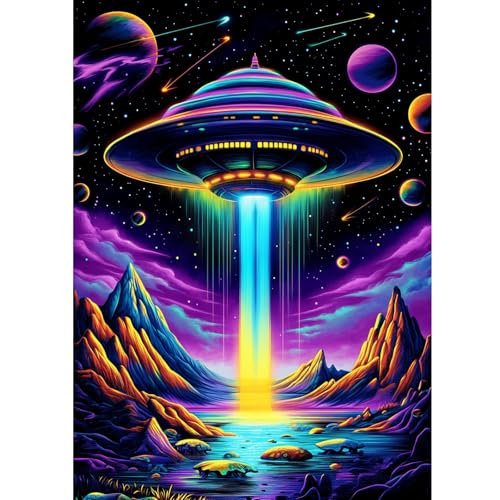 QENSPE Diamond Painting UFO, Universum Diamonds Art Set Erwachsene, 5D Diamant Malerei DIY Diamants Kunst Handwerk für Haus Zimmer Wand Dekor 30x40cm von QENSPE