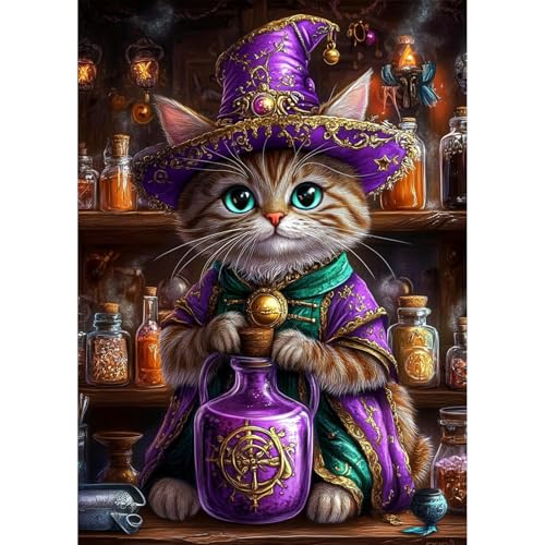 QENSPE Halloween Diamond Painting Kit Erwachsene, Diamond Art Alchemist Katze, 5D Diamant Malerei DIY Gems Kreuznähte Diamants Kunst Handwerk für Haus Zimmer Wand Dekor 30x40cm QENSPE Halloween Diamond Painting Kit Erwachsene, Diamond Art Alchemist Katze, 5D Diamant Malerei DIY Gems Kreuznähte Diamants Kunst Handwerk für Haus Zimmer Wand Dekor 30x40cm von QENSPE