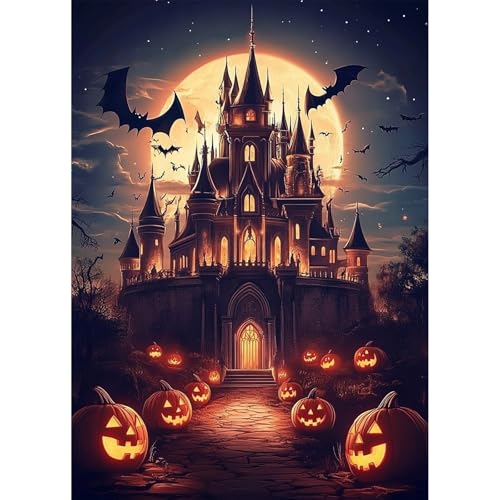 QENSPE Halloween Diamond Painting Kit Erwachsene, Diamond Art Schreckliche Burg, 5D Diamant Malerei DIY Gems Kreuznähte Diamants Kunst Handwerk für Haus Zimmer Wand Dekor 30x40cm QENSPE Halloween Diamond Painting Kit Erwachsene, Diamond Art Schreckliche Burg, 5D Diamant Malerei DIY Gems Kreuznähte Diamants Kunst Handwerk für Haus Zimmer Wand Dekor 30x40cm von QENSPE
