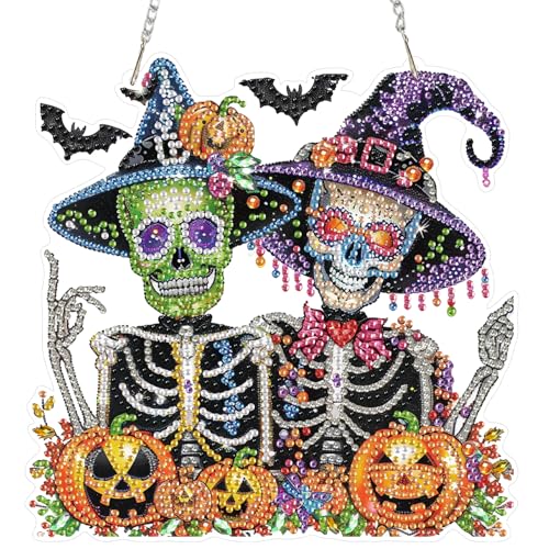 QENSPE Halloween Diamond Painting Kit für Erwachsene, DIY Skelett Wizard Diamond Kunst Anhänger Spezielle Geformte Strass Fenster Ornamente Home Garten Wandtür Hängende Dekor, 20cm Breite QENSPE Halloween Diamond Painting Kit für Erwachsene, DIY Skelett Wizard Diamond Kunst Anhänger Spezielle Geformte Strass Fenster Ornamente Home Garten Wandtür Hängende Dekor, 20cm Breite von QENSPE