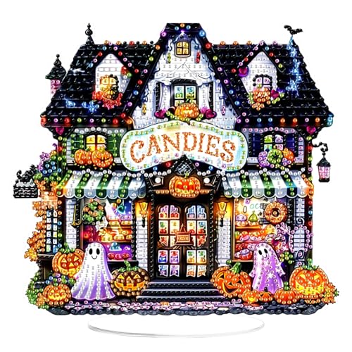 QENSPE Halloween Diamond Painting Kit für Erwachsene, DIY Süßigkeiten Haus Tischplatte Diamant Kunst spezielle geformte Strass Ornamente 5D Kristall Schreibtisch Bücherregale Dekoration, 25cm Breite QENSPE Halloween Diamond Painting Kit für Erwachsene, DIY Süßigkeiten Haus Tischplatte Diamant Kunst spezielle geformte Strass Ornamente 5D Kristall Schreibtisch Bücherregale Dekoration, 25cm Breite von QENSPE