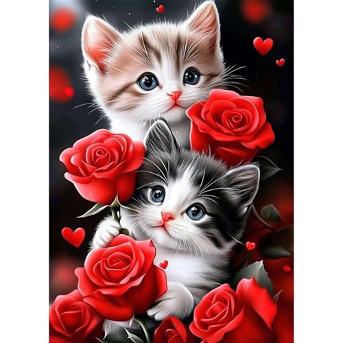 QENSPE Katze Diamond Painting Kit Erwachsene, Diamond Art Rose, 5D Diamant Malerei DIY Gems Kreuznähte Diamants Kunst Handwerk für Haus Zimmer Wand Dekor 30x40cm QENSPE Katze Diamond Painting Kit Erwachsene, Diamond Art Rose, 5D Diamant Malerei DIY Gems Kreuznähte Diamants Kunst Handwerk für Haus Zimmer Wand Dekor 30x40cm von QENSPE