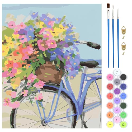 QENSPE Malen nach Zahlen Blume für Erwachsene, DIY Farbe Ölgemälde Malen nach Zahlen Set für Anfänger – Farbe Leinen Leinwand mit Acrylfarbe und 3 Pinsel, Haus Wand Deko 40x50cm - Fahrrad QENSPE Malen nach Zahlen Blume für Erwachsene, DIY Farbe Ölgemälde Malen nach Zahlen Set für Anfänger – Farbe Leinen Leinwand mit Acrylfarbe und 3 Pinsel, Haus Wand Deko 40x50cm - Fahrrad von QENSPE