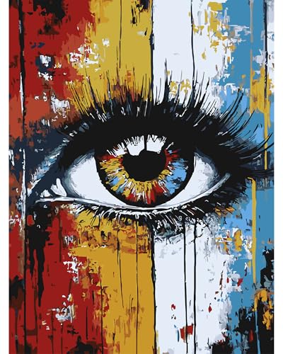 QENSPE Malen nach Zahlen Erwachsene, DIY Farbe Ölgemälde Set, Paint by Numbers Adult mit Farbe Leinen Leinwand mit Acrylfarbe und 3 Pinsel, Haus Wand Deko, 30x40cm - Augen Abstrakt QENSPE Malen nach Zahlen Erwachsene, DIY Farbe Ölgemälde Set, Paint by Numbers Adult mit Farbe Leinen Leinwand mit Acrylfarbe und 3 Pinsel, Haus Wand Deko, 30x40cm - Augen Abstrakt von QENSPE