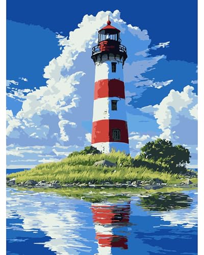 QENSPE Malen nach Zahlen Erwachsene, DIY Farbe Ölgemälde Set, Paint by Numbers Adult mit Farbe Leinen Leinwand mit Acrylfarbe und 3 Pinsel, Haus Wand Deko, 30x40cm - Leuchtturm Landschaft QENSPE Malen nach Zahlen Erwachsene, DIY Farbe Ölgemälde Set, Paint by Numbers Adult mit Farbe Leinen Leinwand mit Acrylfarbe und 3 Pinsel, Haus Wand Deko, 30x40cm - Leuchtturm Landschaft von QENSPE