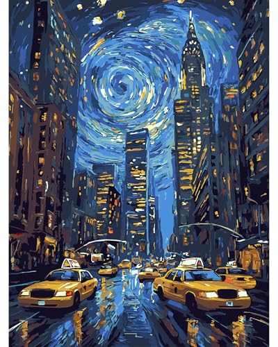 QENSPE Malen nach Zahlen Erwachsene, DIY Farbe Ölgemälde Set, Paint by Numbers Adult mit Farbe Leinen Leinwand mit Acrylfarbe und 3 Pinsel, Haus Wand Deko, 30x40cm - Sterne der Stadt QENSPE Malen nach Zahlen Erwachsene, DIY Farbe Ölgemälde Set, Paint by Numbers Adult mit Farbe Leinen Leinwand mit Acrylfarbe und 3 Pinsel, Haus Wand Deko, 30x40cm - Sterne der Stadt von QENSPE