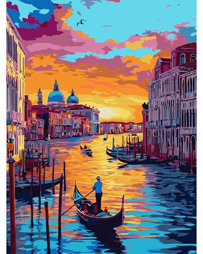 QENSPE Malen nach Zahlen Erwachsene, DIY Farbe Ölgemälde Set, Paint by Numbers Adult mit Farbe Leinen Leinwand mit Acrylfarbe und 3 Pinsel, Haus Wand Deko, 30x40cm - Venedig Landschaft QENSPE Malen nach Zahlen Erwachsene, DIY Farbe Ölgemälde Set, Paint by Numbers Adult mit Farbe Leinen Leinwand mit Acrylfarbe und 3 Pinsel, Haus Wand Deko, 30x40cm - Venedig Landschaft von QENSPE