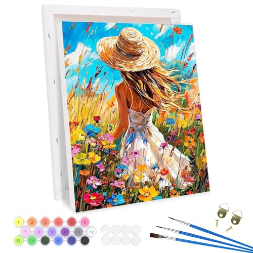 QENSPE Malen nach Zahlen Erwachsene Dame Blumen mit Rahmen, DIY Malerei auf Leinwand Paint by Number Set mit 3 Pinsel und Acryl-Pigment für Frauen Haus Wanddekoration Geburtstag Geschenk 30x40cm QENSPE Malen nach Zahlen Erwachsene Dame Blumen mit Rahmen, DIY Malerei auf Leinwand Paint by Number Set mit 3 Pinsel und Acryl-Pigment für Frauen Haus Wanddekoration Geburtstag Geschenk 30x40cm von QENSPE