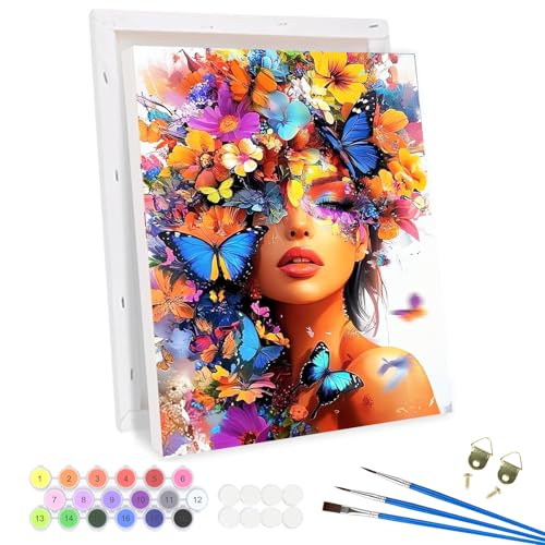 QENSPE Malen nach Zahlen Erwachsene mit Rahmen, 30x40cm DIY Malerei auf Leinwand Paint by Number Set mit 3 Pinsel und Acryl-Pigment für Frauen Haus Wanddekoration Geburtstag Geschenk, Frau Blume QENSPE Malen nach Zahlen Erwachsene mit Rahmen, 30x40cm DIY Malerei auf Leinwand Paint by Number Set mit 3 Pinsel und Acryl-Pigment für Frauen Haus Wanddekoration Geburtstag Geschenk, Frau Blume von QENSPE