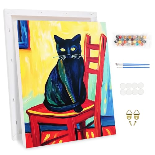 QENSPE Malen nach Zahlen Erwachsene mit Rahmen, Abstrakte Katze, DIY Gemälde auf Leinwand Paint by Numbers Kit Framed mit 3 Pinsel und Acryl-Pigment für Haus Wanddekoration Geschenk 30x40cm QENSPE Malen nach Zahlen Erwachsene mit Rahmen, Abstrakte Katze, DIY Gemälde auf Leinwand Paint by Numbers Kit Framed mit 3 Pinsel und Acryl-Pigment für Haus Wanddekoration Geschenk 30x40cm von QENSPE