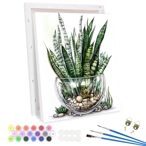 QENSPE Malen nach Zahlen Erwachsene mit Rahmen, Grüne Pflanze, DIY Gemälde auf Leinwand Paint by Numbers Kit Framed mit 3 Pinsel und Acryl-Pigment für Haus Wanddekoration Geschenk 30x20cm QENSPE Malen nach Zahlen Erwachsene mit Rahmen, Grüne Pflanze, DIY Gemälde auf Leinwand Paint by Numbers Kit Framed mit 3 Pinsel und Acryl-Pigment für Haus Wanddekoration Geschenk 30x20cm von QENSPE