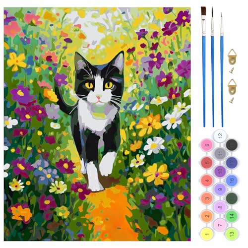 QENSPE Malen nach Zahlen Katze für Erwachsene, DIY Farbe Ölgemälde Malen nach Zahlen Set für Anfänger – Farbe Leinen Leinwand mit Acrylfarbe und 3 Pinsel, Haus Wand Deko 40x50cm - Vintage QENSPE Malen nach Zahlen Katze für Erwachsene, DIY Farbe Ölgemälde Malen nach Zahlen Set für Anfänger – Farbe Leinen Leinwand mit Acrylfarbe und 3 Pinsel, Haus Wand Deko 40x50cm - Vintage von QENSPE