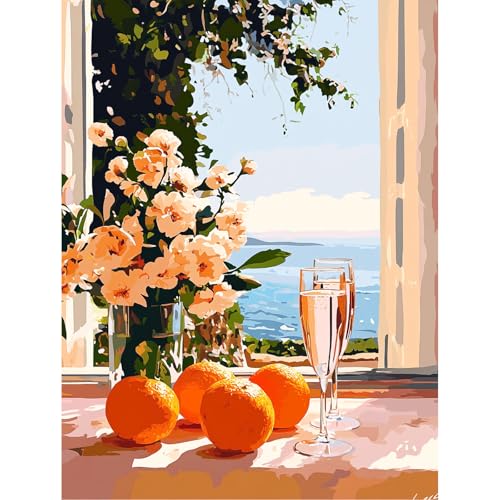 QENSPE Malen nach Zahlen Kit für Erwachsene - Paint by Numbers mit Hochauflösende Leinwand, 3 Pinsel, Stress-Entlastung DIY Kunst, Wanddekoration Geschenk für Anfänger, 30x40cm, Fensterbank am Meer QENSPE Malen nach Zahlen Kit für Erwachsene - Paint by Numbers mit Hochauflösende Leinwand, 3 Pinsel, Stress-Entlastung DIY Kunst, Wanddekoration Geschenk für Anfänger, 30x40cm, Fensterbank am Meer von QENSPE