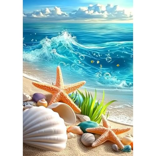 QENSPE Meer Seestern Diamond Painting, Cartoon Diamonds Art Set Erwachsene, 5D Diamant Malerei DIY Diamants Kunst Handwerk für Haus Zimmer Wand Dekor 30x40cm von QENSPE