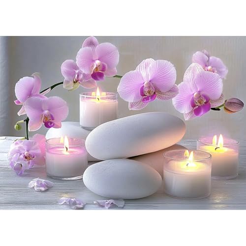 QENSPE Orchidee Diamond Painting, Kerze Diamonds Art Set Erwachsene, 5D Diamant Malerei DIY Diamants Kunst Handwerk für Haus Zimmer Wand Dekor 30x40cm von QENSPE