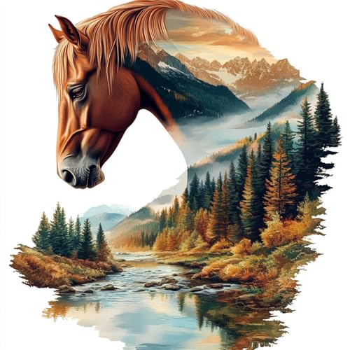 QENSPE Pferd Diamond Painting, Abstrakte Landschaft Diamond Art Set Erwachsene, Kristall Diamant Kunst mit Werkzeugen DIY Handwerk für Haus Zimmer Wand Dekor 30x30cm von QENSPE