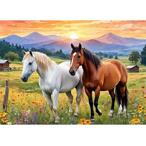 QENSPE Pferd Diamond Painting Set für Erwachsene, 5D Diamond Painting Landschaft Diamond Art mit Werkzeugen, Kristall Diamant Kunst DIY Handwerk für Haus Zimmer Wand Dekor 30x40 cm QENSPE Pferd Diamond Painting Set für Erwachsene, 5D Diamond Painting Landschaft Diamond Art mit Werkzeugen, Kristall Diamant Kunst DIY Handwerk für Haus Zimmer Wand Dekor 30x40 cm von QENSPE