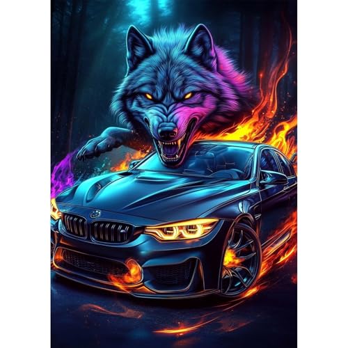 QENSPE Sportwagen Diamond Painting, Wolf Diamond Art Set Erwachsene, Kristall Diamant Kunst mit Werkzeugen DIY Handwerk für Haus Zimmer Wand Dekor 30x40cm QENSPE Sportwagen Diamond Painting, Wolf Diamond Art Set Erwachsene, Kristall Diamant Kunst mit Werkzeugen DIY Handwerk für Haus Zimmer Wand Dekor 30x40cm von QENSPE